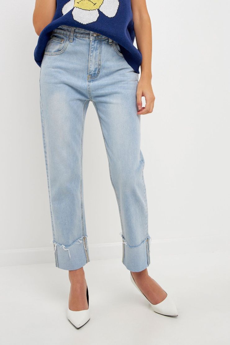 Cuffed Hem Regular Fit Jeans