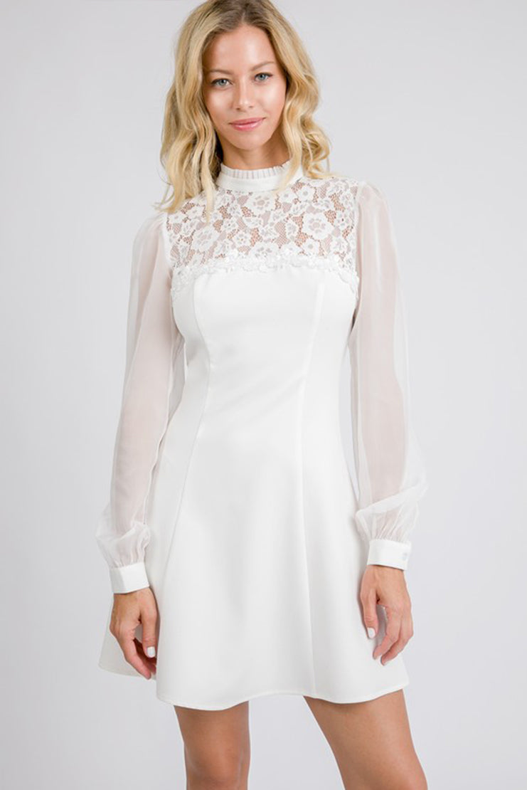 Love At First Dress Lace Fit & Flare Dress - White