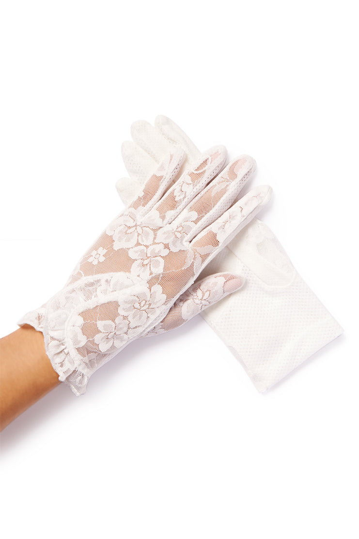 white lace summer gloves