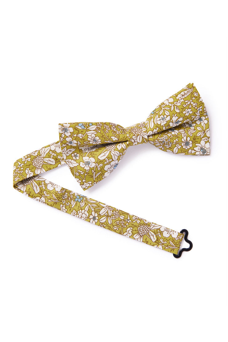 Green Floral Bow Tie